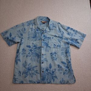100% Silk Hawaiian Tropical Shirt Resort Luxury Vacation Beach Lounge Men XL